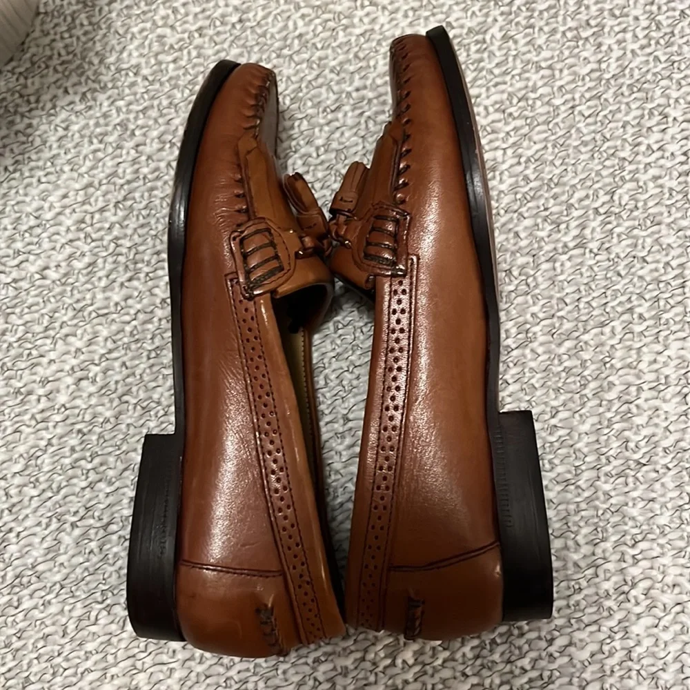 Bob Roy Collection Kids Slip On Tan Light Brown Leather Wingtip Loafers Sz 1